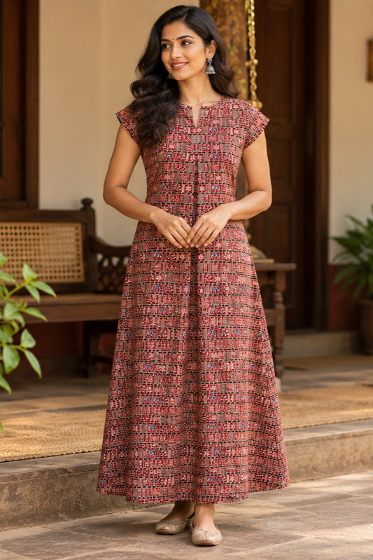 Ajrakh Tribal Print A Line Dress