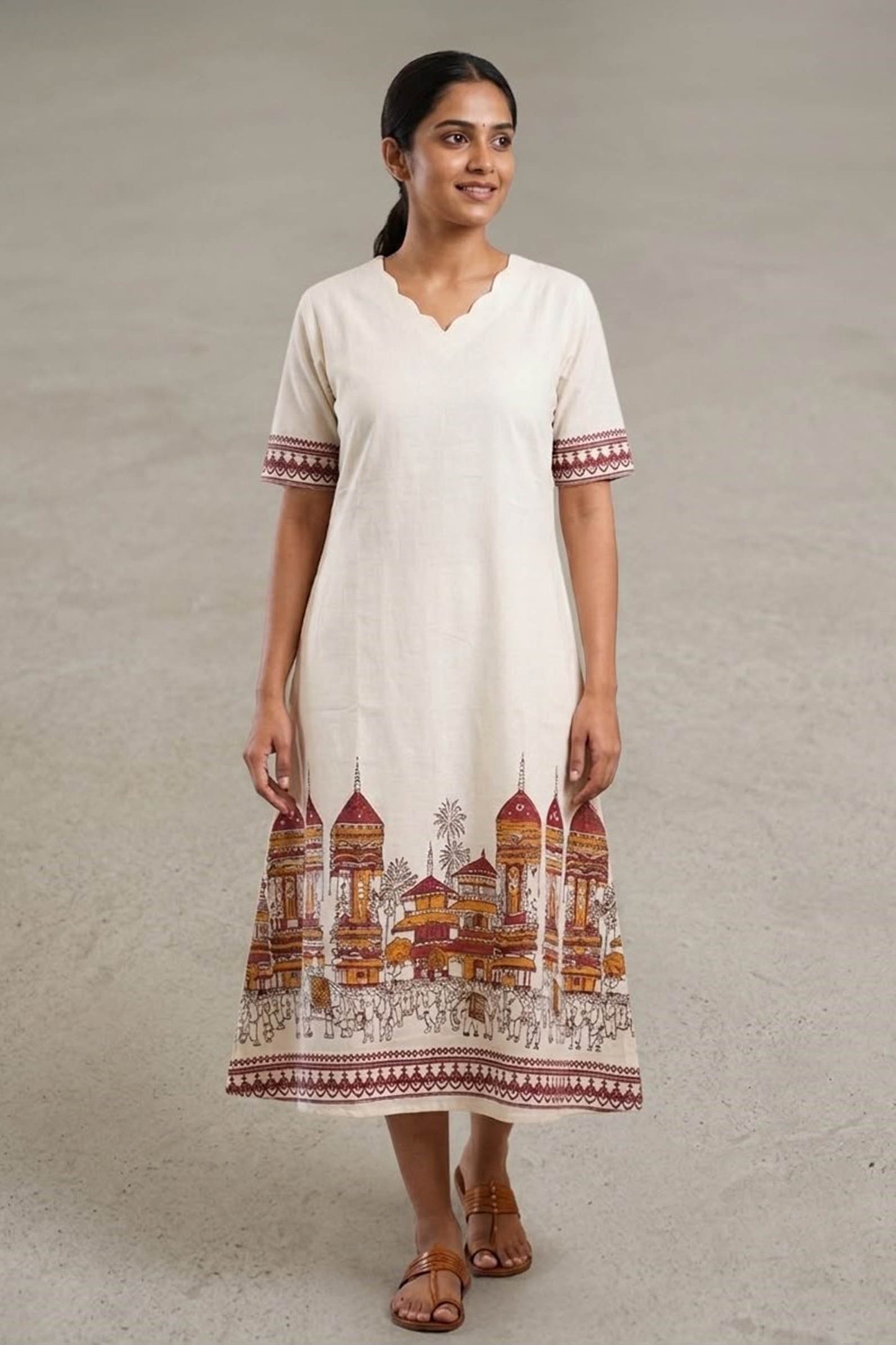 Kettukazcha A Line Printed Kurti