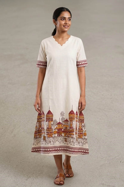 Kettukazcha A Line Printed Kurti