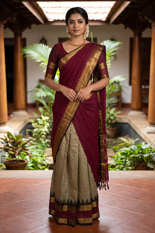 Maroon & Beige Dhwani Set