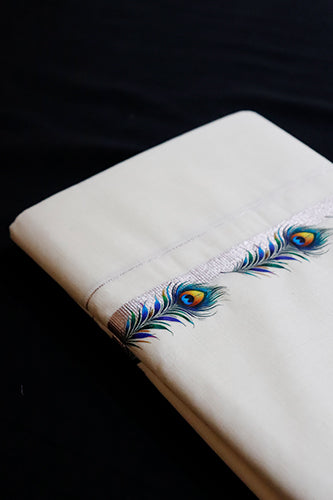 Offwhite Dhothi Rose Gold Border