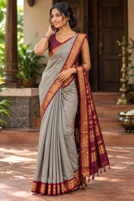 Grey Kalyani Cotton Saree
