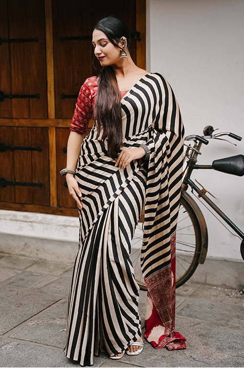 Modal Silk Pure Ajrakh Saree