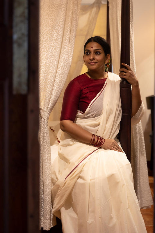 Offwhite  Puliyilakara Saree