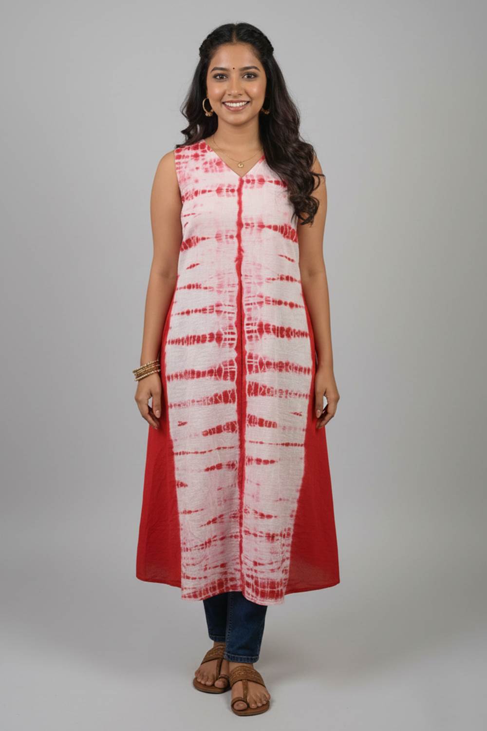 Red Shibori Dyed Dress