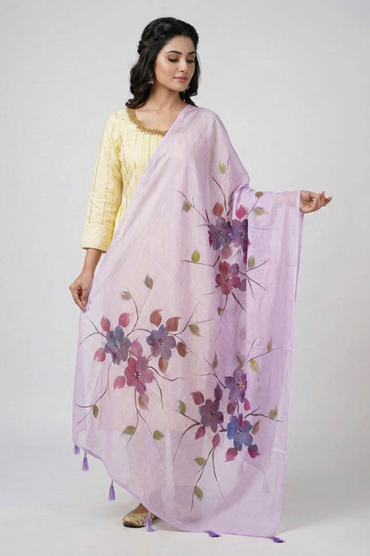 Lavender Mul Chanderi Dupatta