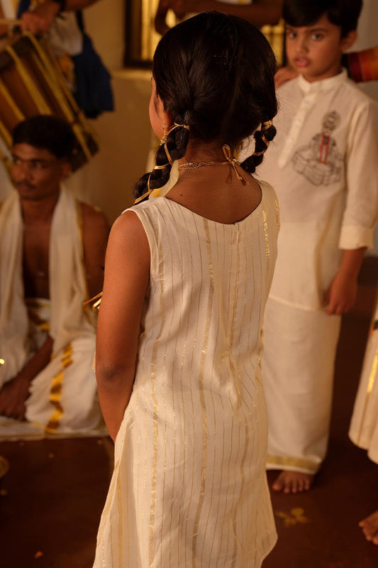 Offwhite A Line Dress with Rang