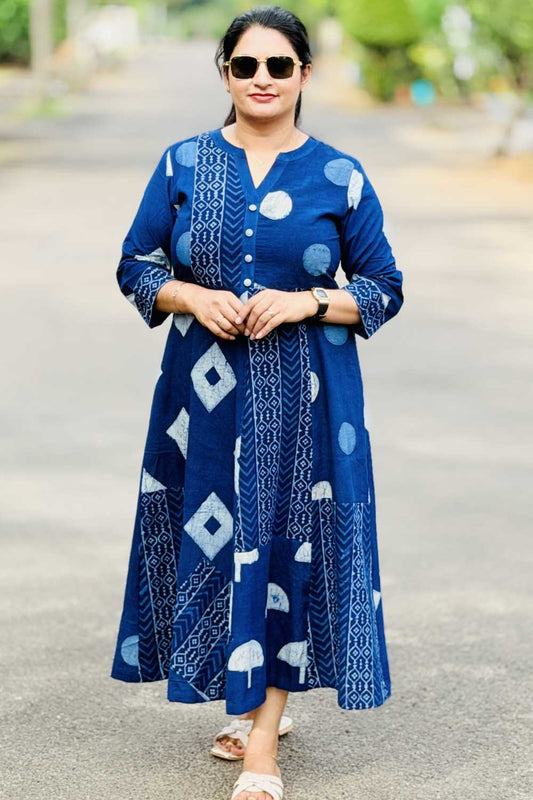 Indigo Patch Printed Dress