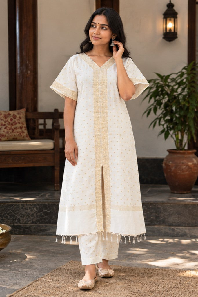 Offwhite Chanderi Relax Fit Kurti