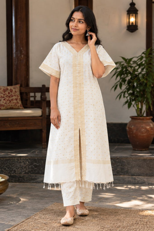Offwhite Chanderi Relax Fit Kurti