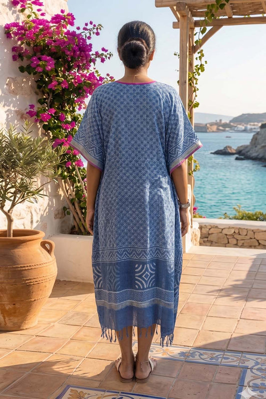 Linen Kaftan with Floral Print