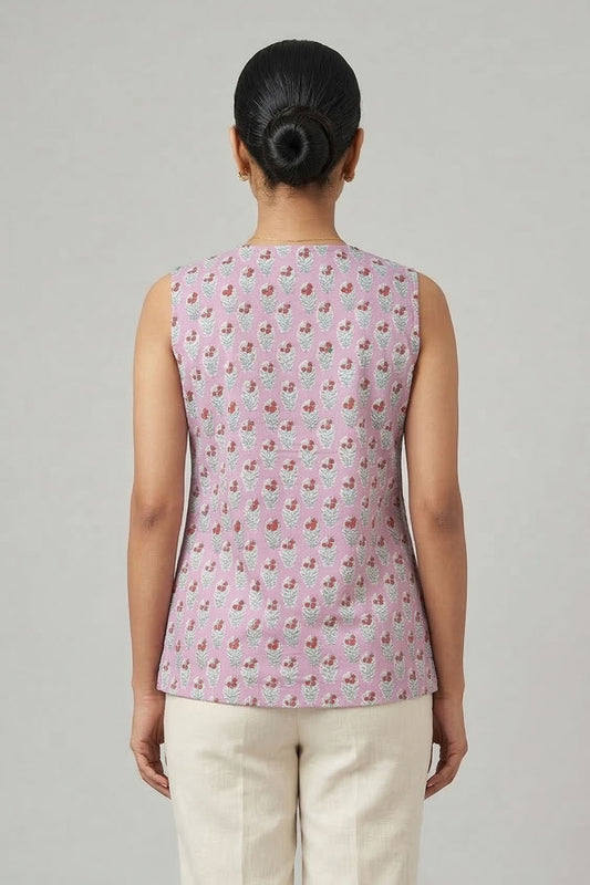 Baby Pink Short Top with Prints