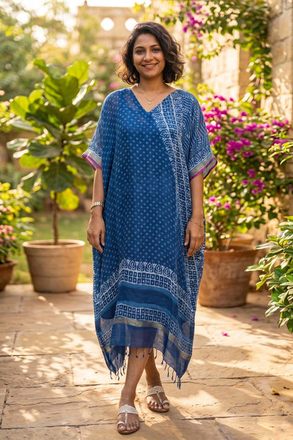 Linen Half Polka Dots lexifit Dress with Mulcotton Slip