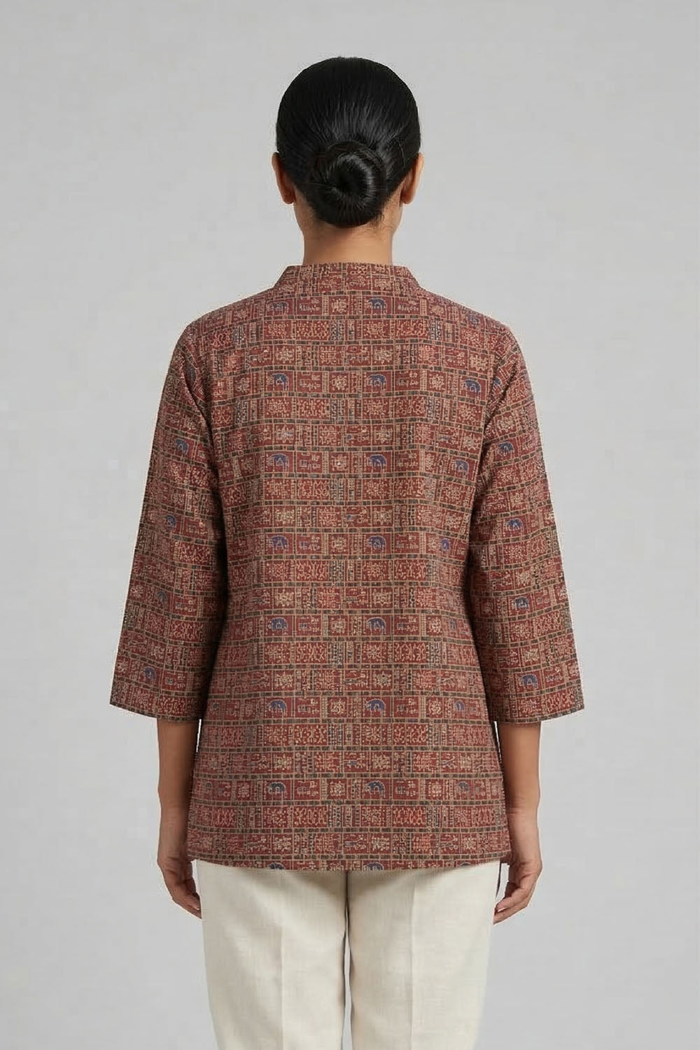 Red Goat & Elephant Print Short Top