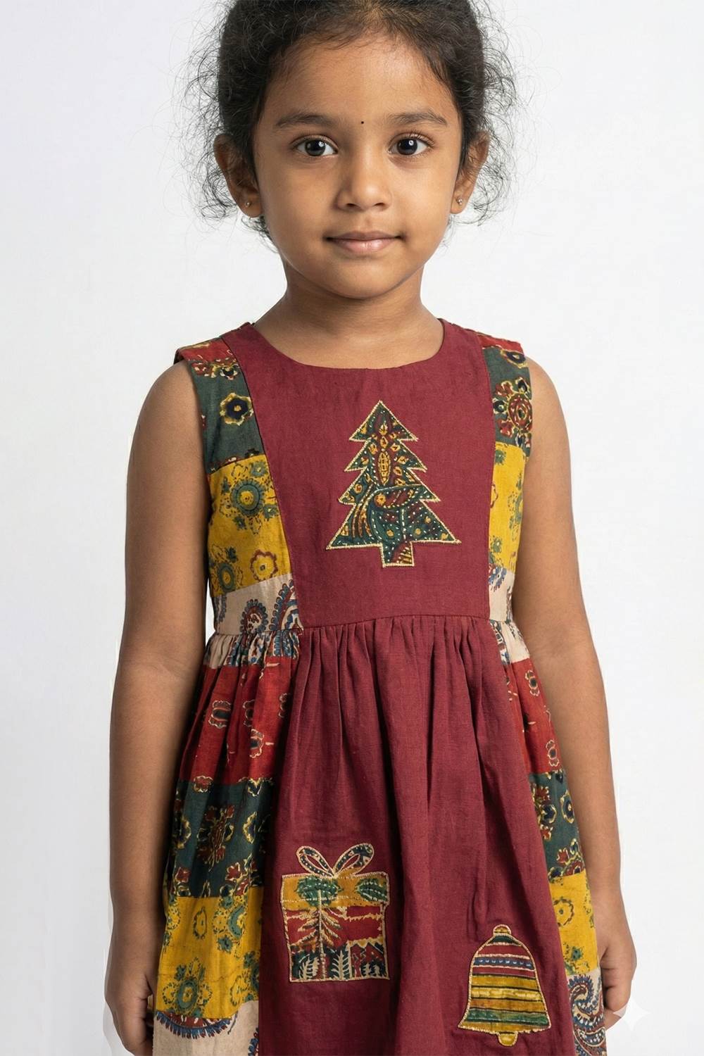 Red Patch Xmas Theme Embroidery Dress