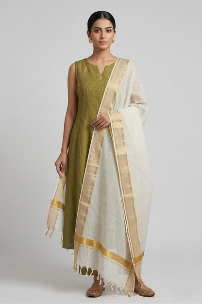 Offwhite Golden Striped Dupatta