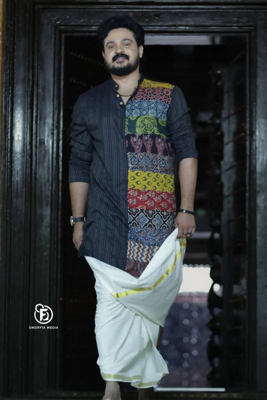 Black Kantha One Side Patch Kurta