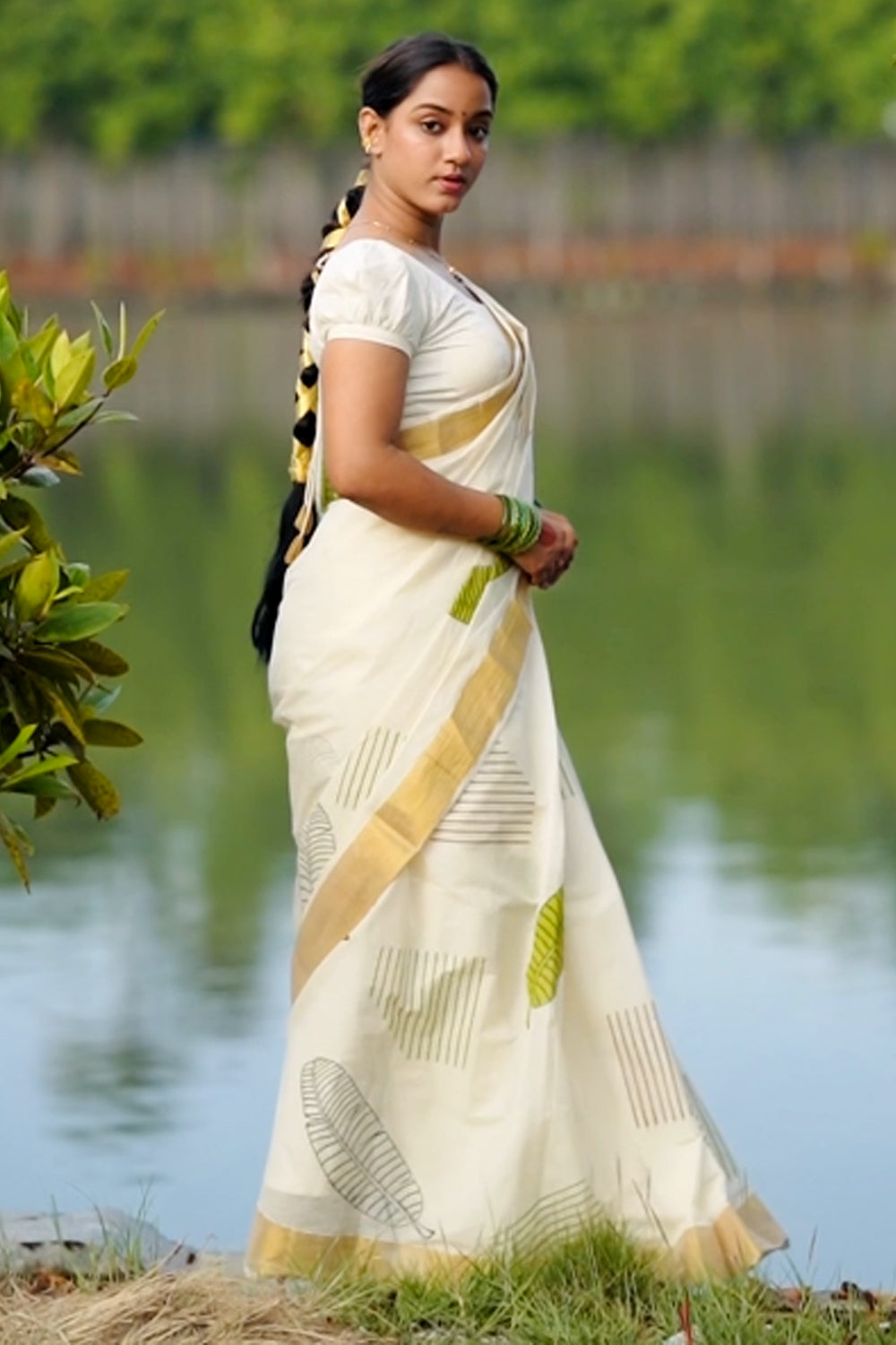 Vazhaila Hand Block Print Saree
