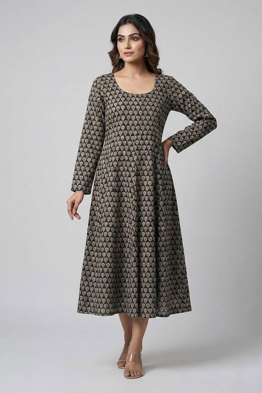 Black Kammal Printed Anarkali