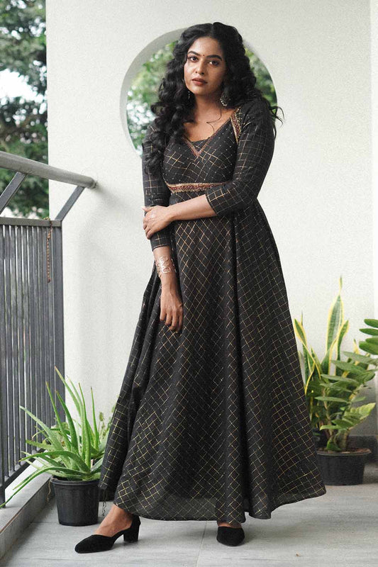 Black & Golden Katori Cut Umbrellacut Anarkali
