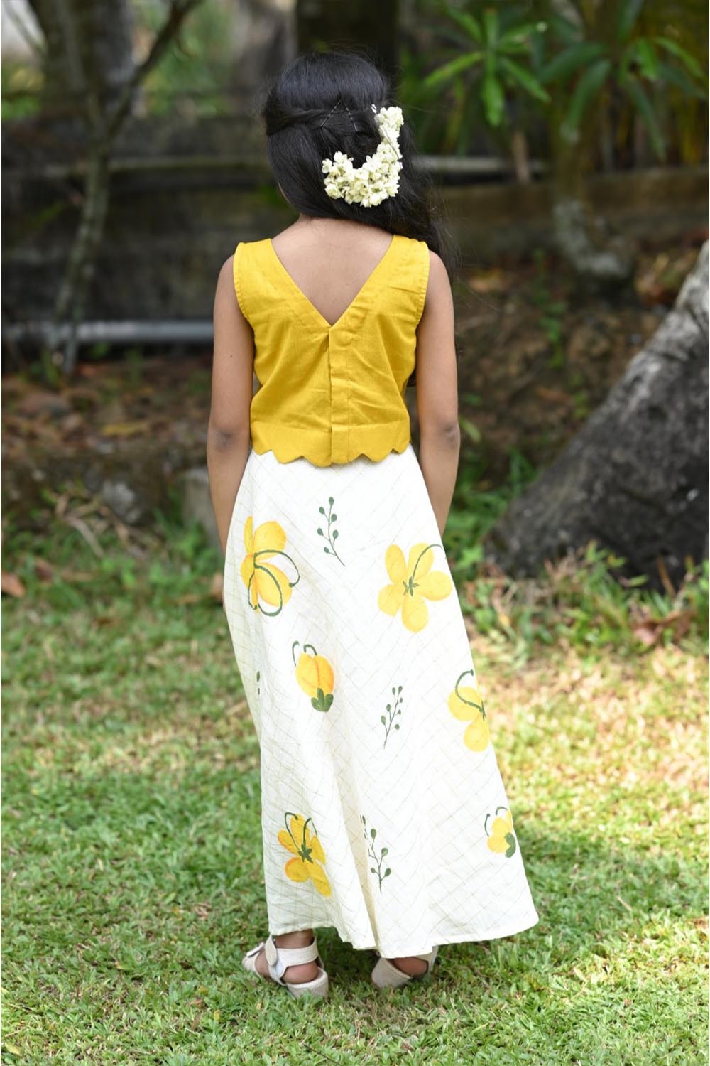 Yellow Top & Kanikonna Handpainted Skirt