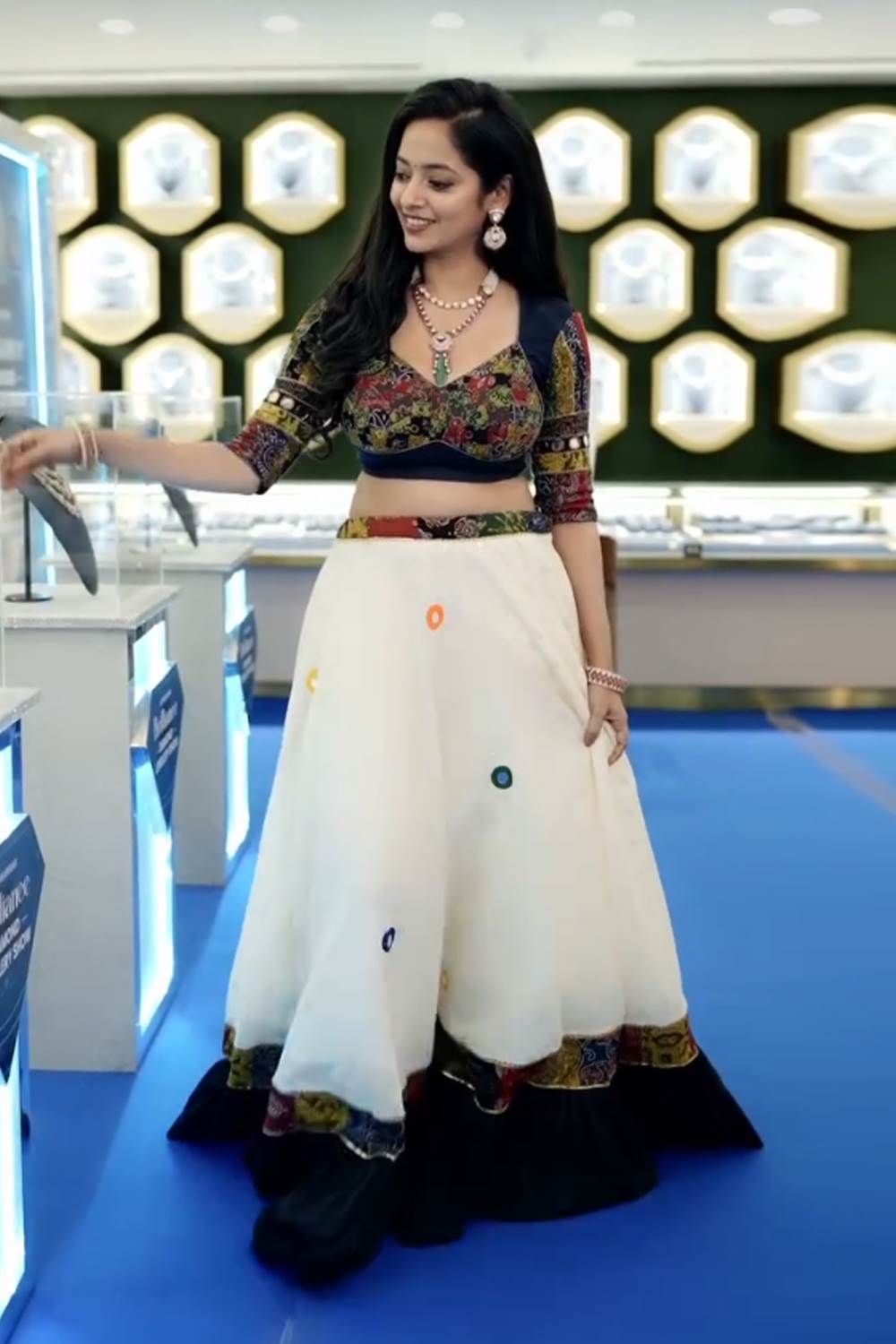 Navy Blue Chaniya Cholhy Blouse & Skirt Set