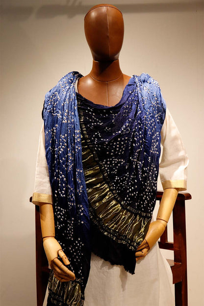 Modal Silk Shaded Bandhani Blue Dupatta