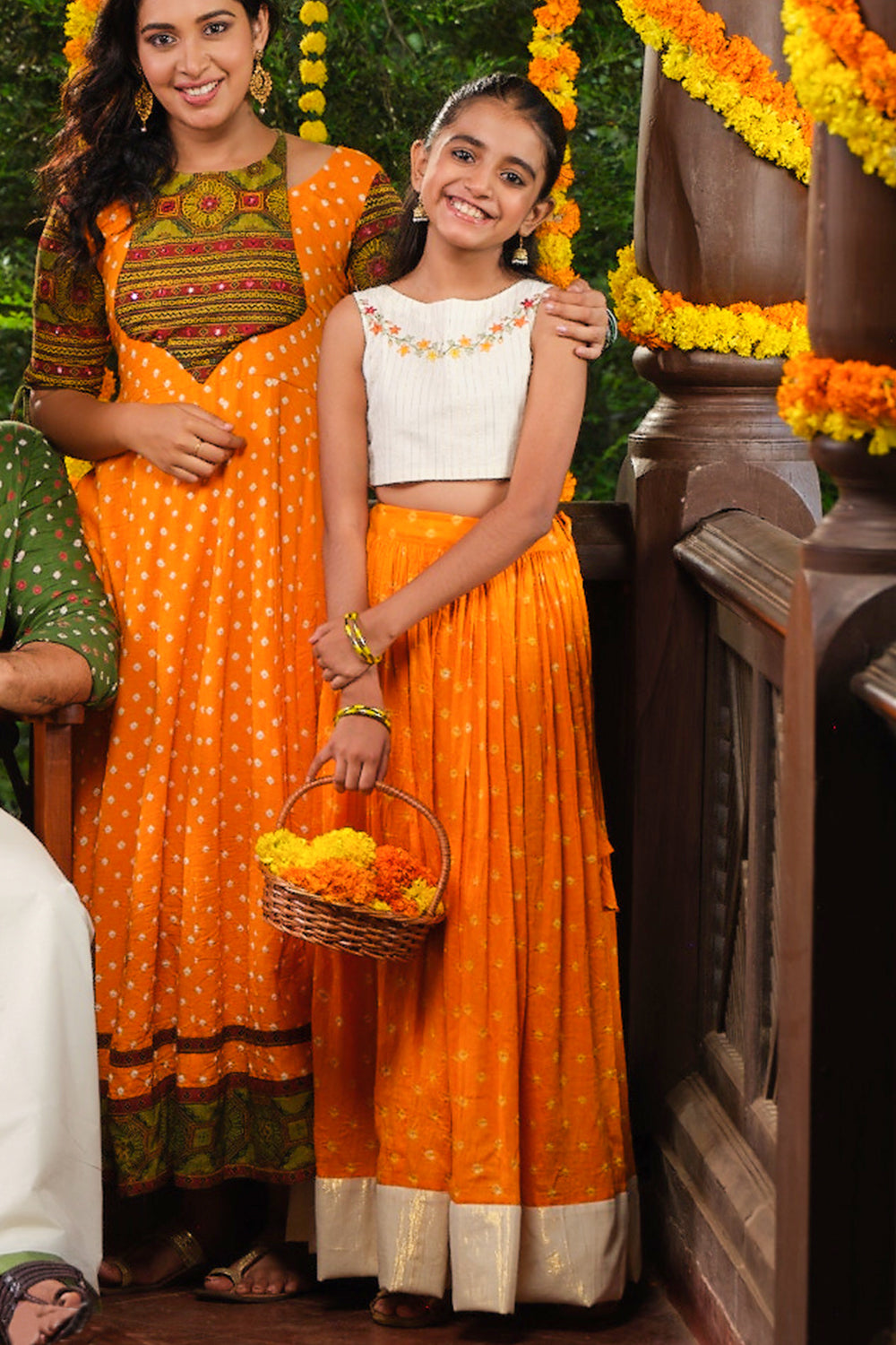 Orange Bandhini Skirt