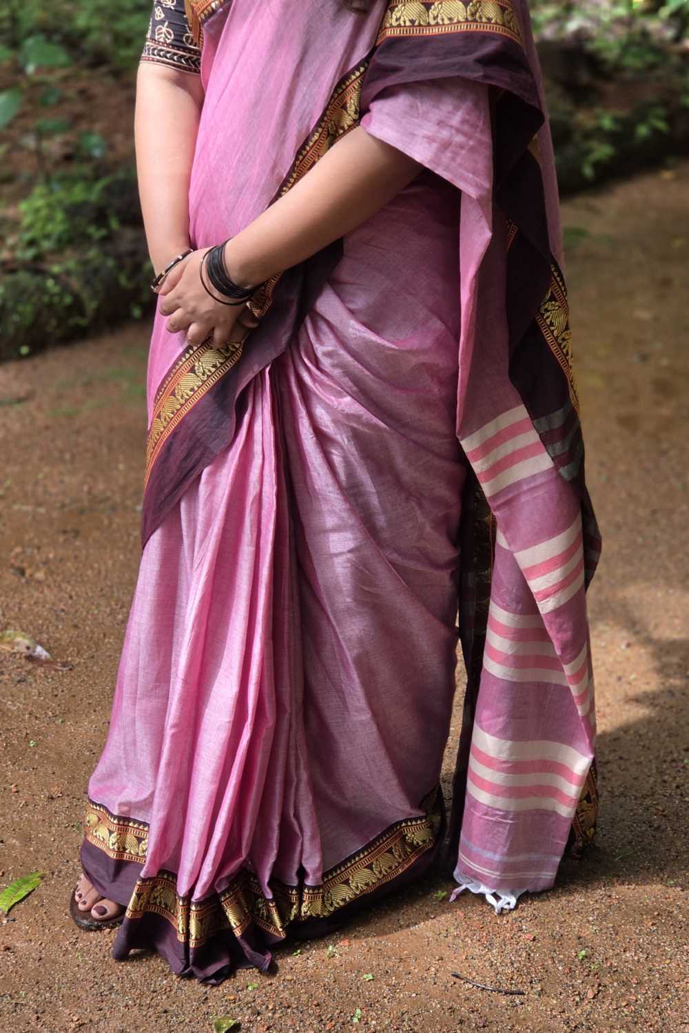 Narayanpet Pink Cotton Saree