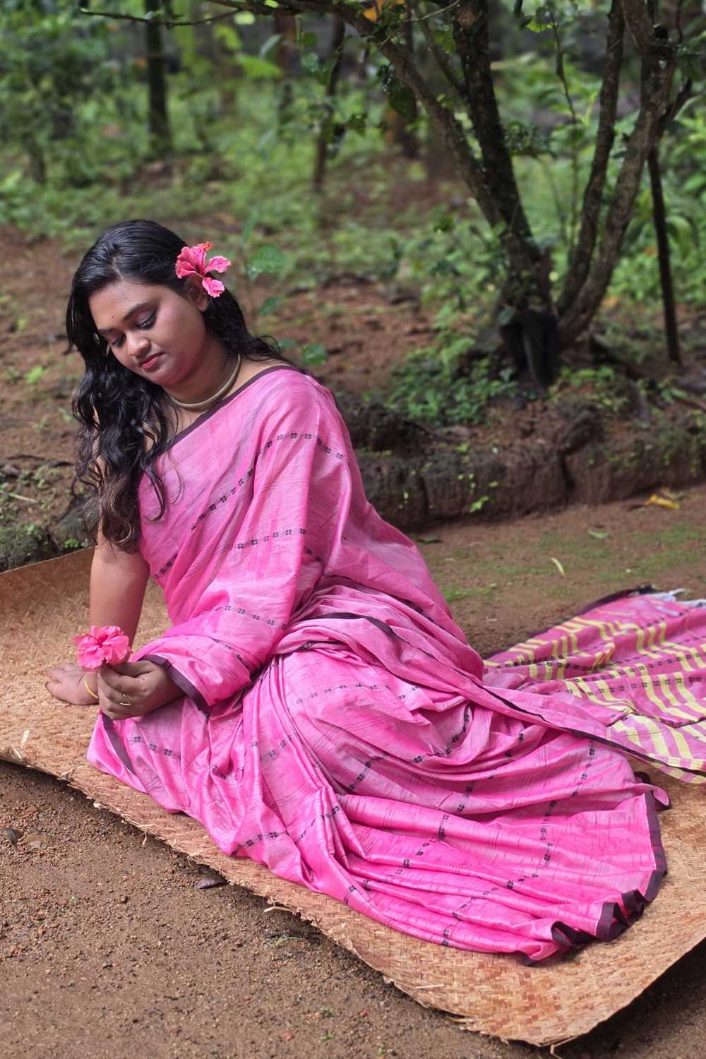 Pink Narayanpet Butterfly Saree