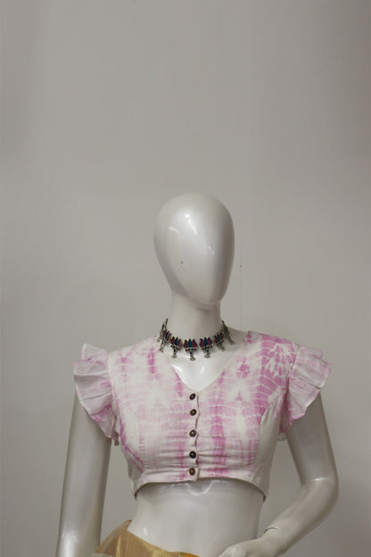 Pink Shibori Sleeveless Blouse