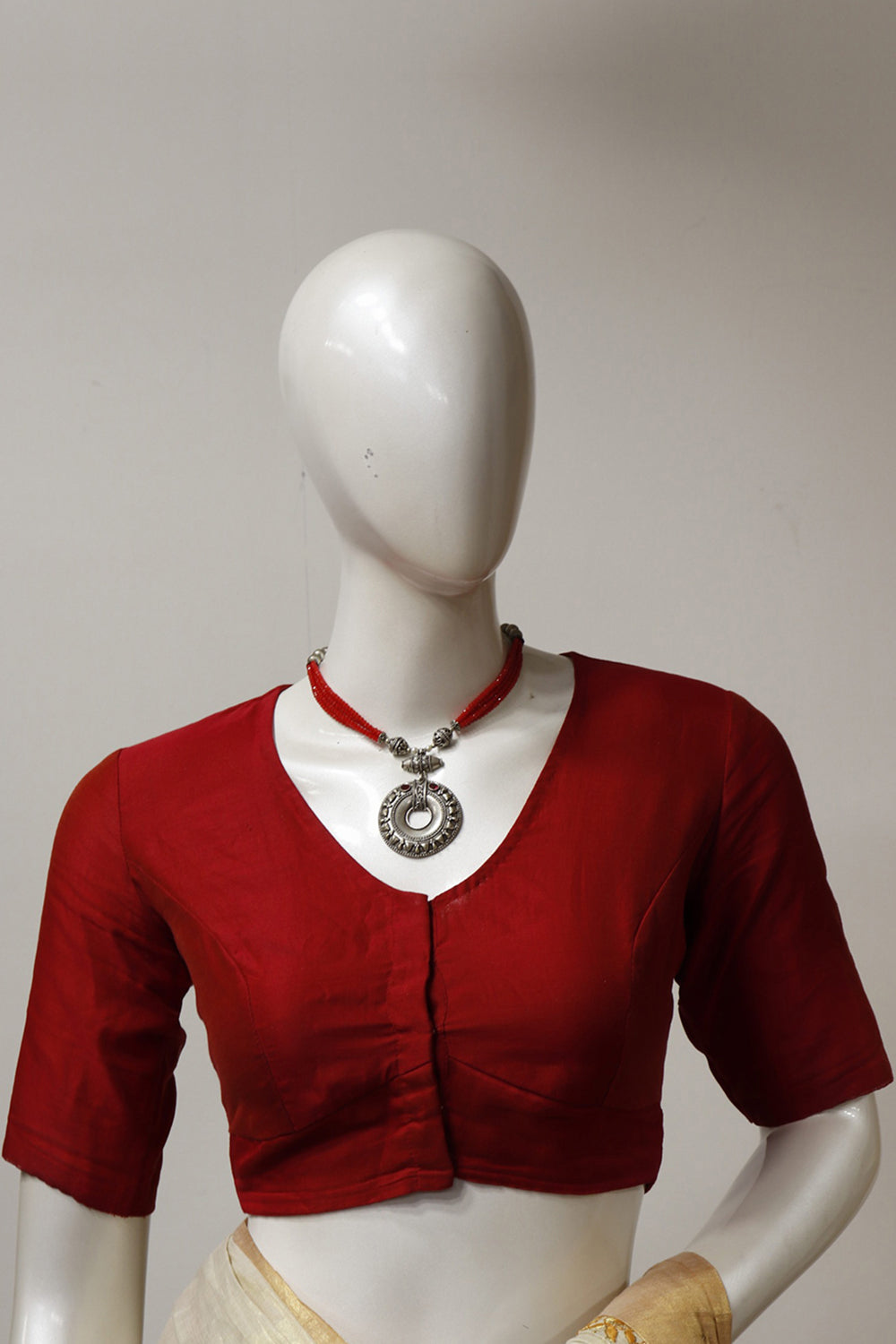 Red Chanderi Blouse