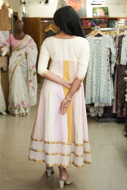 Offwhite and Pastel Multi Panal Anarkali