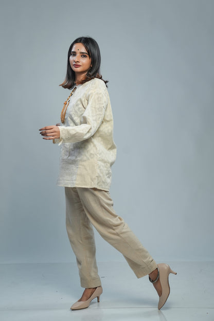 Unisex Off-White Dobby Short Kurta