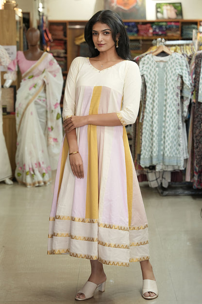 Offwhite and Pastel Multi Panal Anarkali