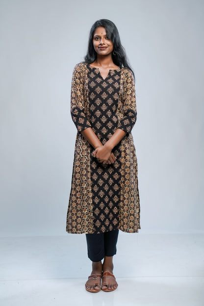 Brown Panel Ajrakh Kurti