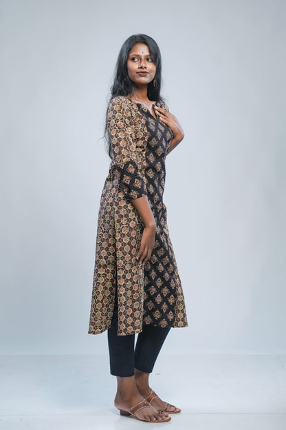 Brown Panel Ajrakh Kurti