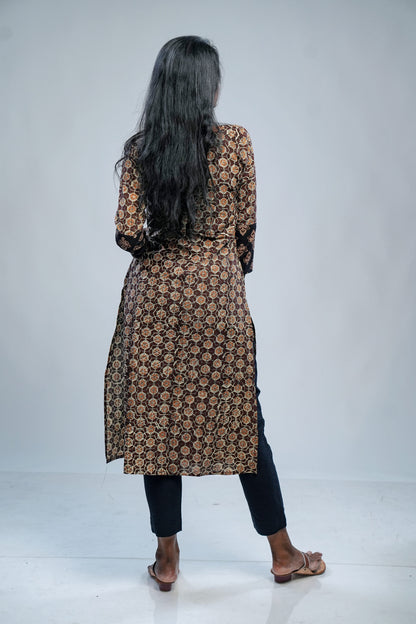 Brown Panel Ajrakh Kurti