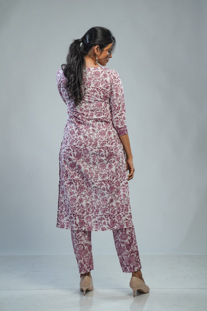 Pink Rapid Print Kurti Set