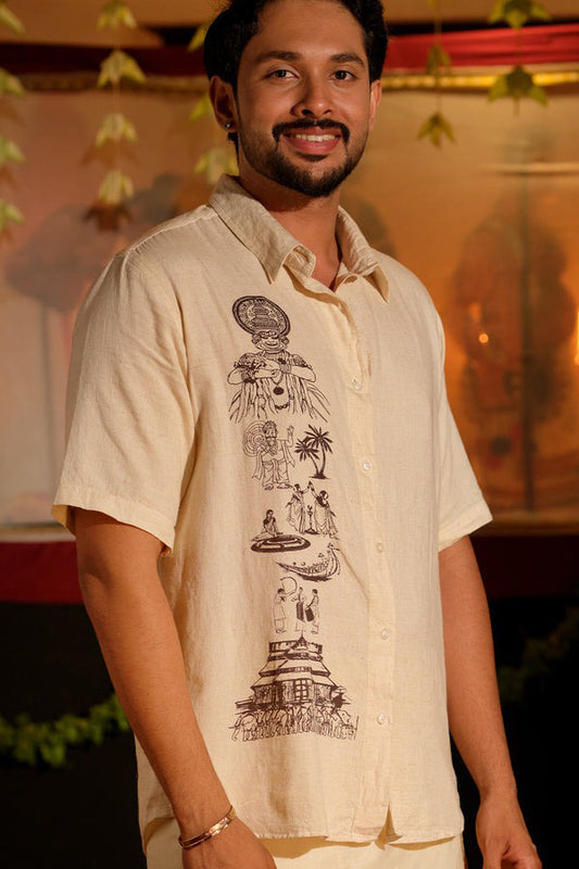 Keraleeyam Hand Block Printed HS Shirt