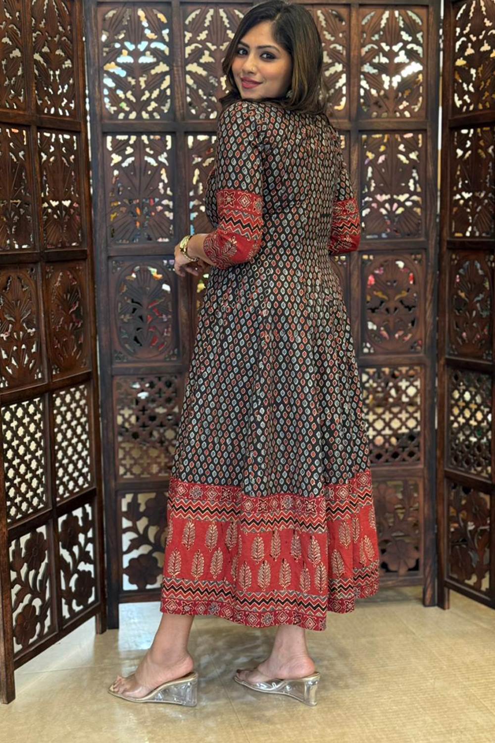 Black Eye Print Anarkali