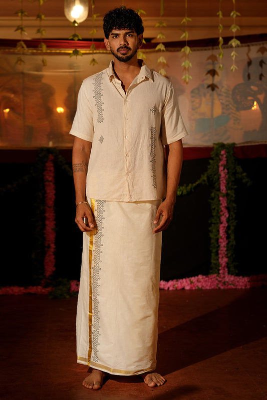 Offwhite HS Shirt With Rangoli Block Print