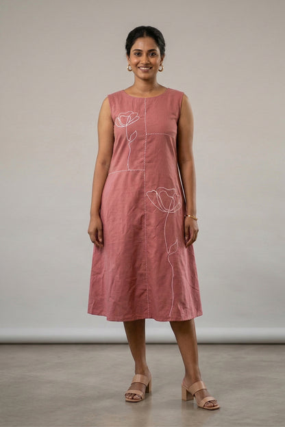 Onion Pink Dress with Line Art