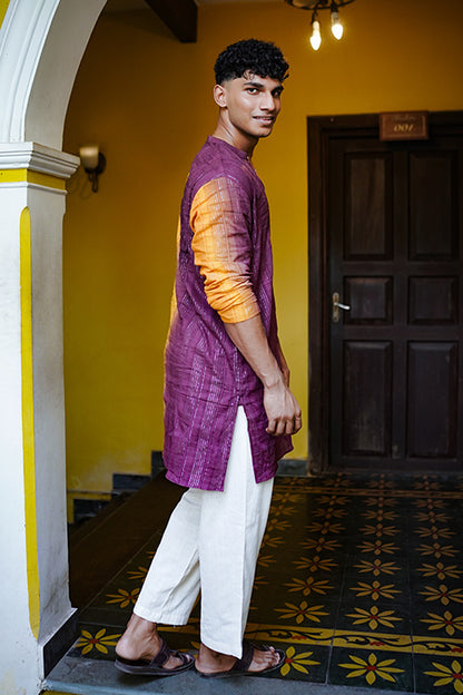 Yellow & Purple Half Dyed Long Kurta