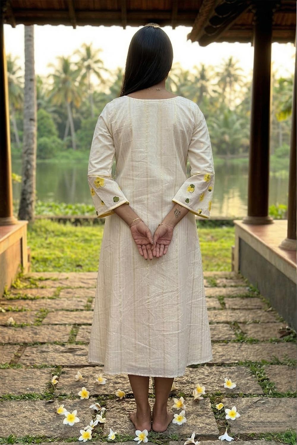 Offwhite Kanikonna Handpainted A Line Dress