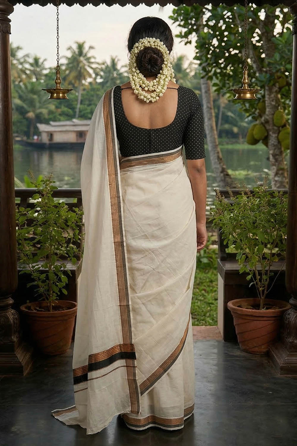Offwhite Saree with Big Border