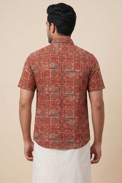 Red Base Geometrical Print Shirt