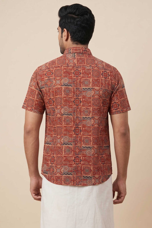 Red Base Geometrical Print Shirt