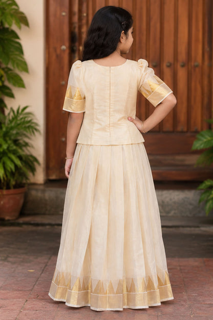 Offwhite with Golden Border Skirt Set