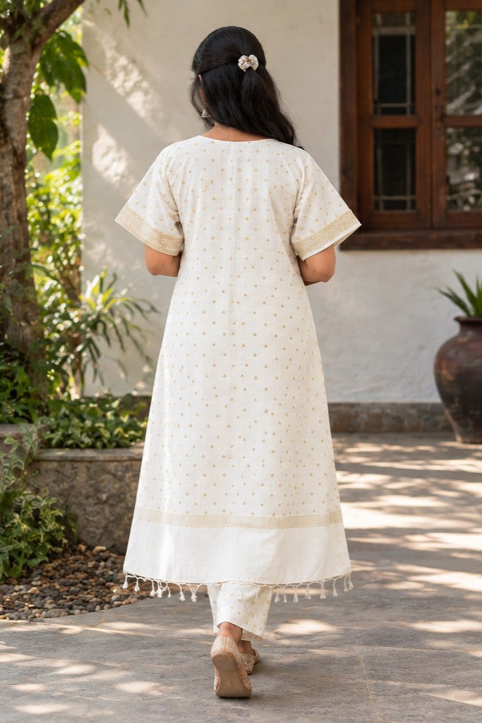 Offwhite Chanderi Relax Fit Kurti